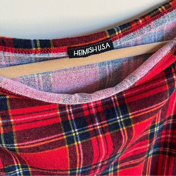 Heimish USA Off Shoulder Holiday Long Sleeve Top - Red Tartan - Size XL - EUC - Picture 5 of 6
